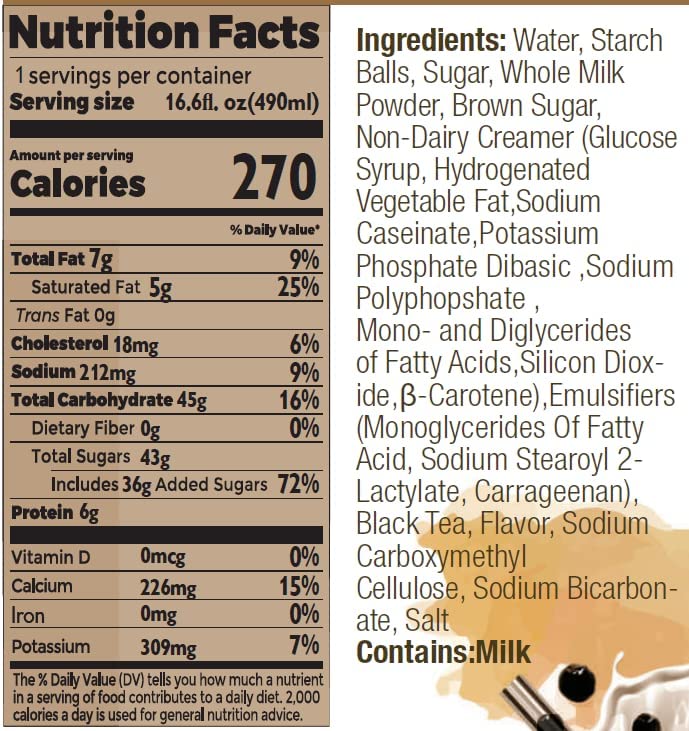 HYOJATEM Bubble Tea Pack of 12 | 5 Flavors: Brown Sugar, Taro, Honeydew, Banana, Matcha Latte | 16.6oz Can