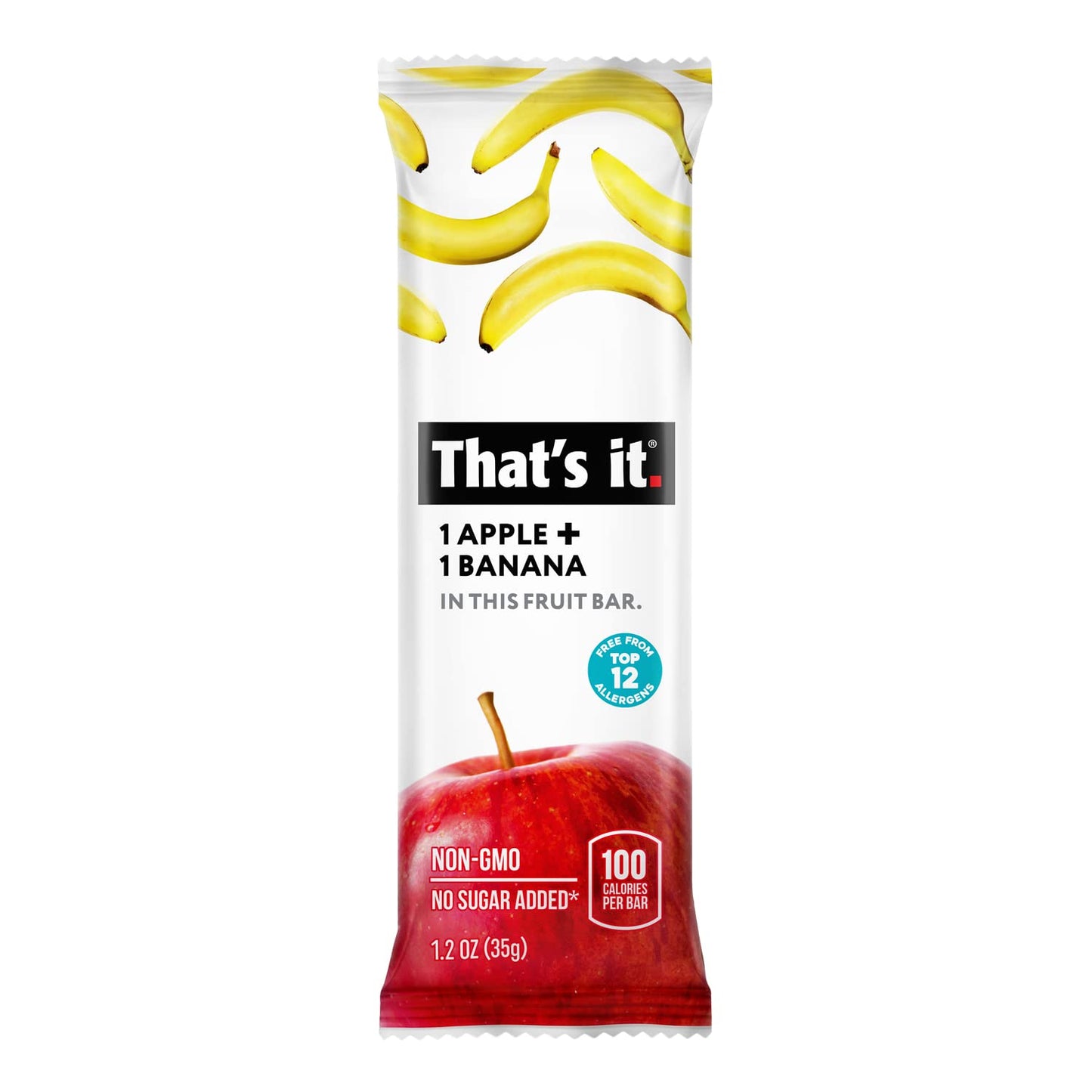 Thats it Apple + Banana 100% Natural Real Fruit Bar, Best High Fiber Vegan, Gluten Free Healthy Snack, Paleo for Children & Adu