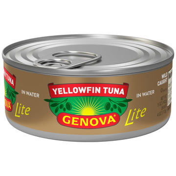 Genova Premium Lite Yellowfin Tuna In Water, Wild Caught, Solid Light, 5 Oz. Can (Pack Of 12)