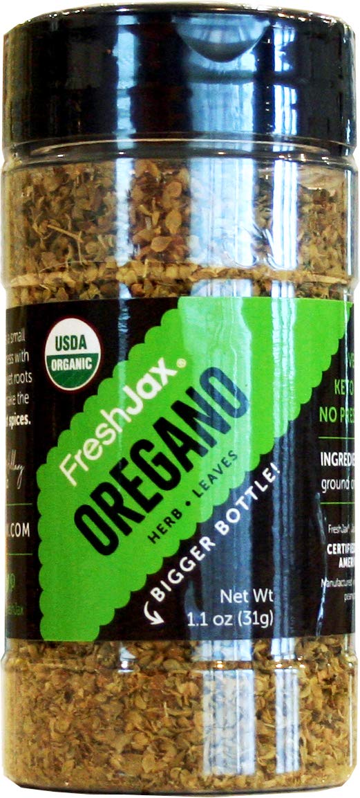 Freshjax Organic Spices - Oregano - Large Bottle, Gluten-Free, Kosher
