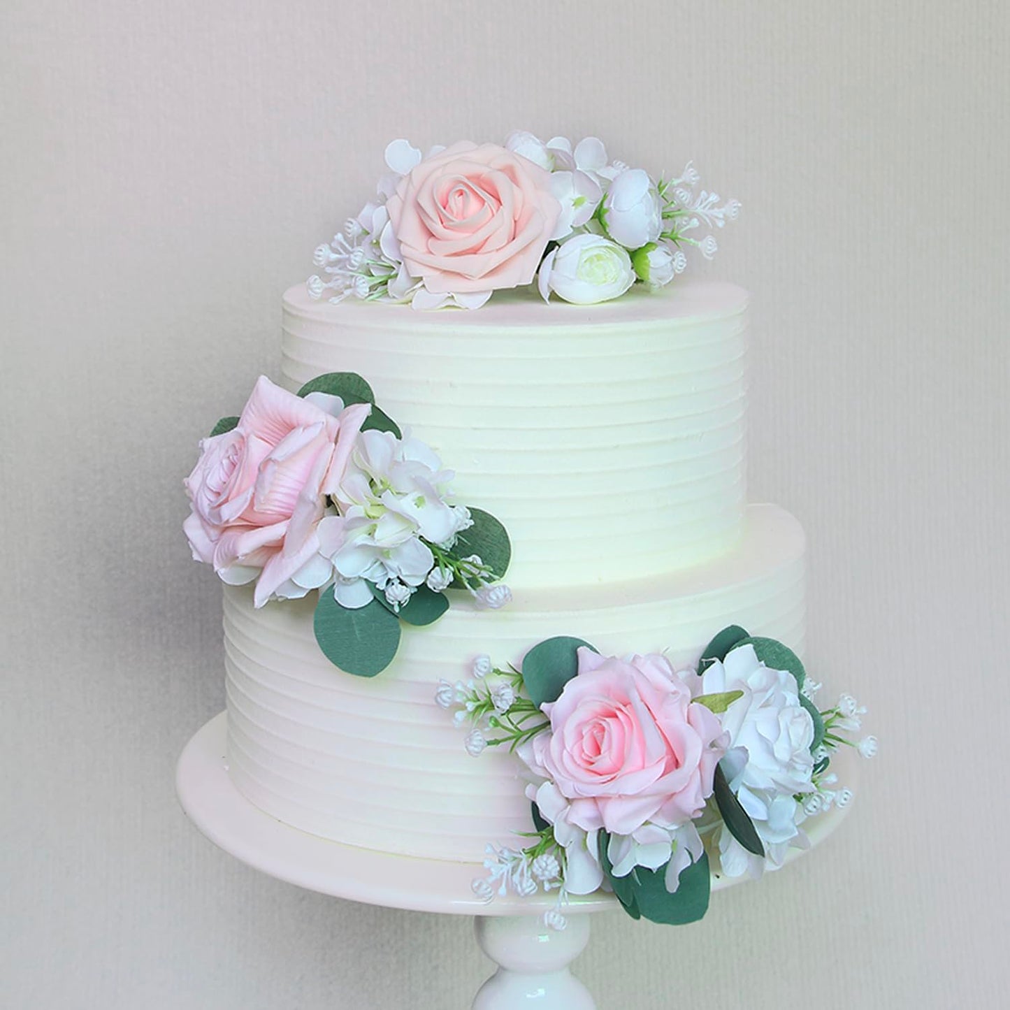 Rinlong 3Pcs Pre-Made Blush Pink Cake Flowers Decorations Flower Cake Topper Butterfly Cake Decorating Flowers For Wedding Sweet