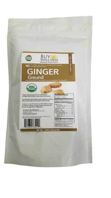 Buy Wellness Ginger Ground Certified Organic Ginger Root Powder Non Gmo,Ethically Traded, Zingiber Officinale Small Batch Proces