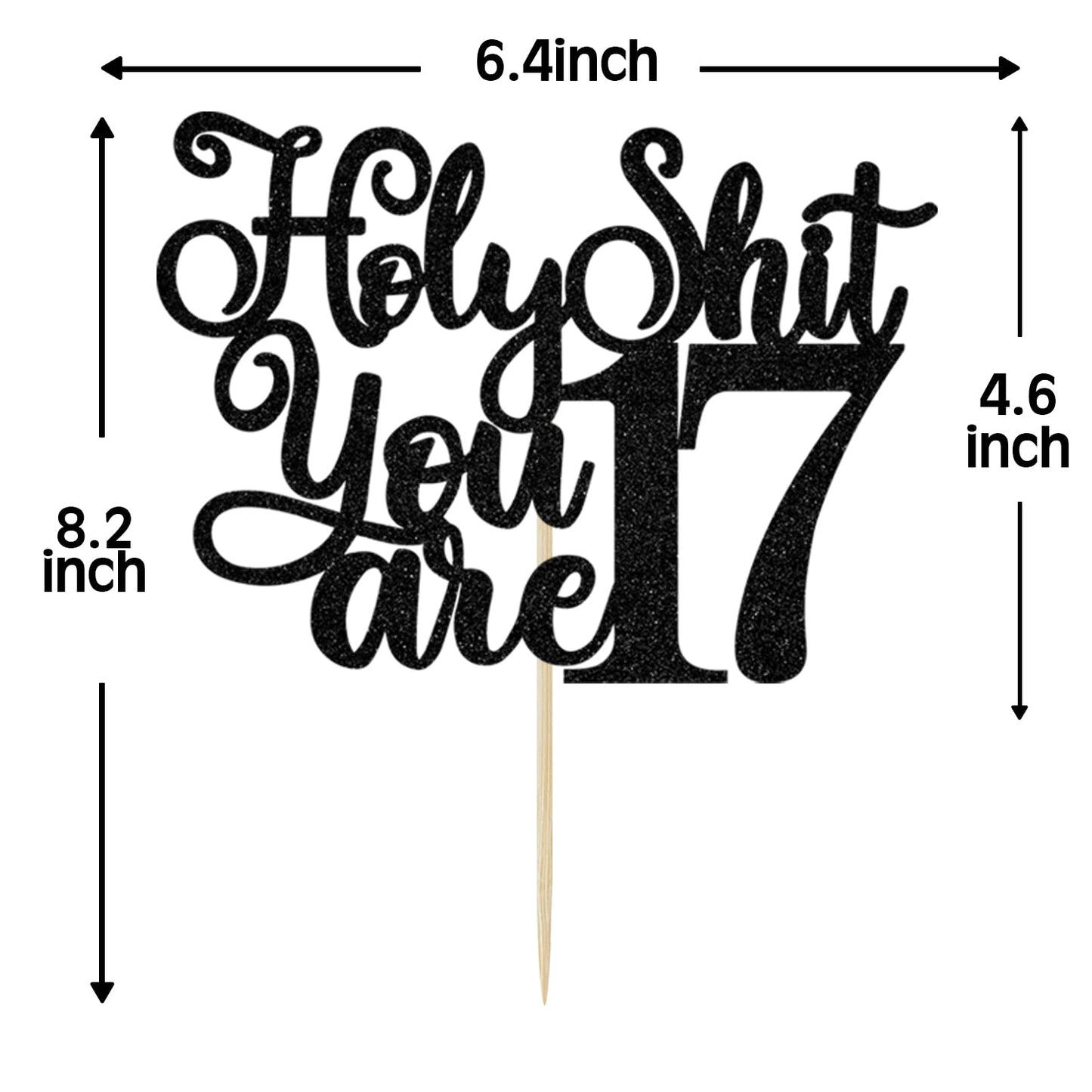 Happy 17Th Birthday Cake Topper, Young And Sweet Only 17 Cake Decor, Level 17, Funny 17Th Birthday Decorations Supplies Black Gl