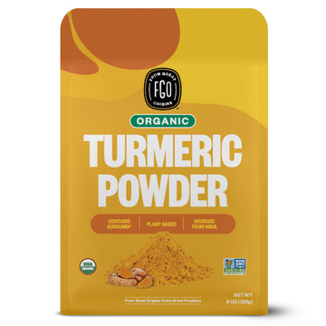 Fgo Organic Turmeric Powder W/Curcumin, 100% Raw From India, 8Oz (Pack Of 1)