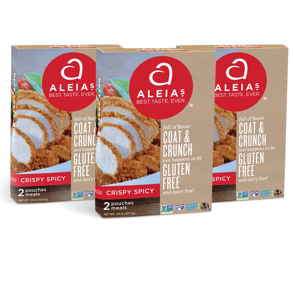 ALEIA'S BEST. TASTE. EVER. Crispy Spicy Coat & Crunch - 4.5oz/3 Pack - Crispy Breading for Poultry, Meat, Seafood, Vegetables -