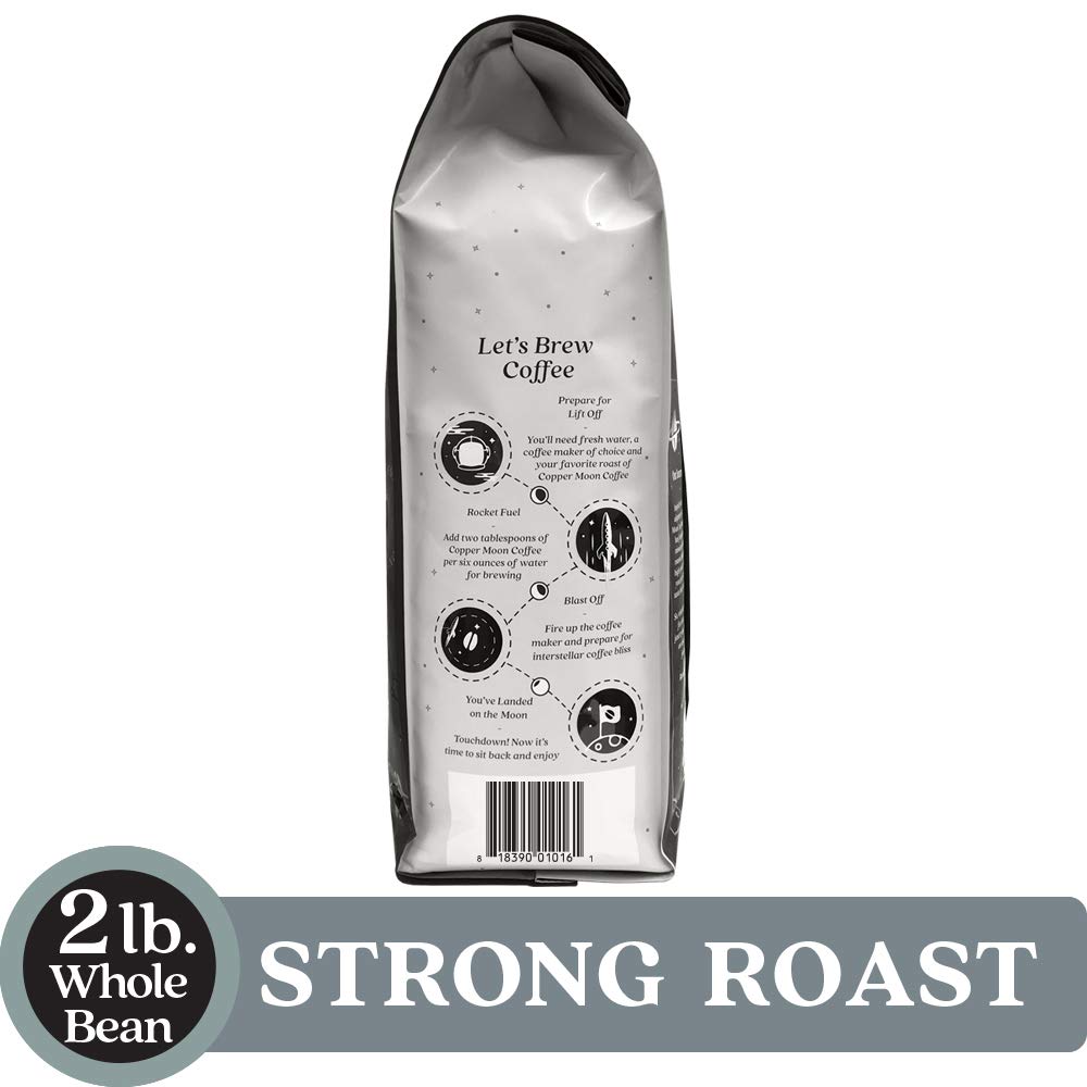Copper Moon Strong Dark Roast Whole Bean Coffee, Blast Off Blend, 2 Lb