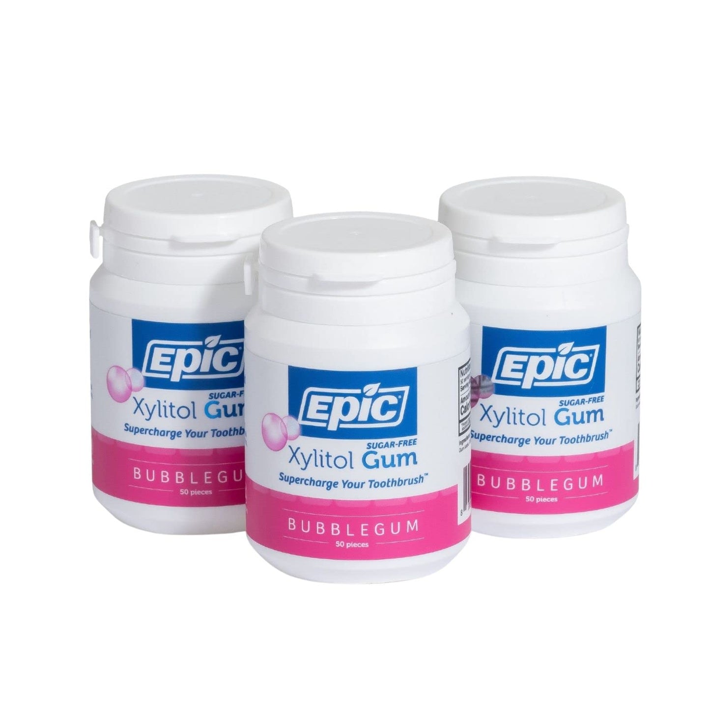 Epic Gum - Aspartame Free 100% Xylitol - Chewing Gum Sugar Free Gum - Bubblegum Flavored, 50 Pieces (Pack Of 3)