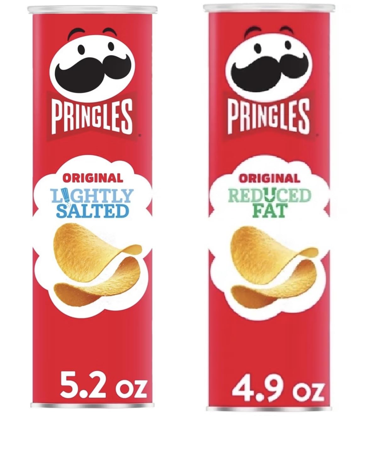 Pringles Potato Chips Flavor Pairing Variety Set 5.5oz - 2 cans (Lightly Salted & Reduced Fat)