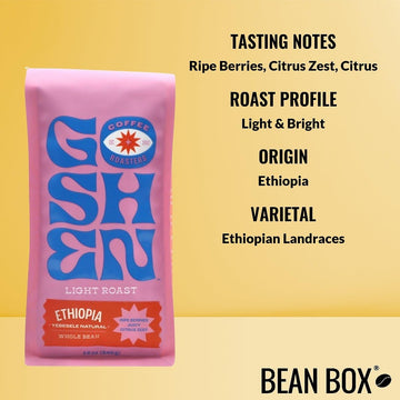 Ethiopia Yebesele Natural - Roasted By Goshen Coffee Roasters - Whole Bean Coffee - 12 Ounce Bag