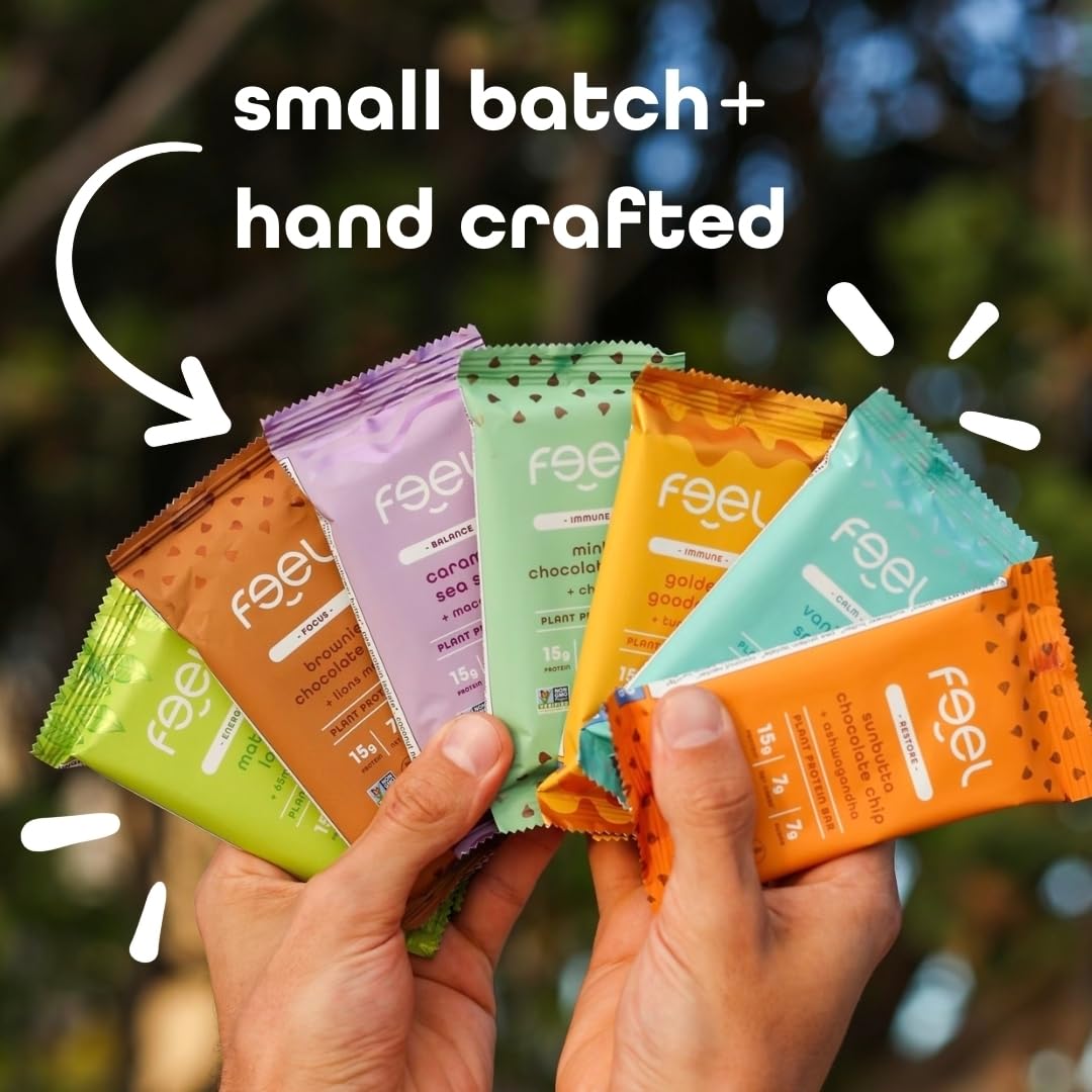 Feel Vegan Protein Bars | Matcha Latte | Keto | Gluten Free | Organic | 15G Plant Protein | Low Carb | High Protein | Dairy Free | Low Sugar | Nut, Grain, Soy Free | Non Gmo | 10 Pack