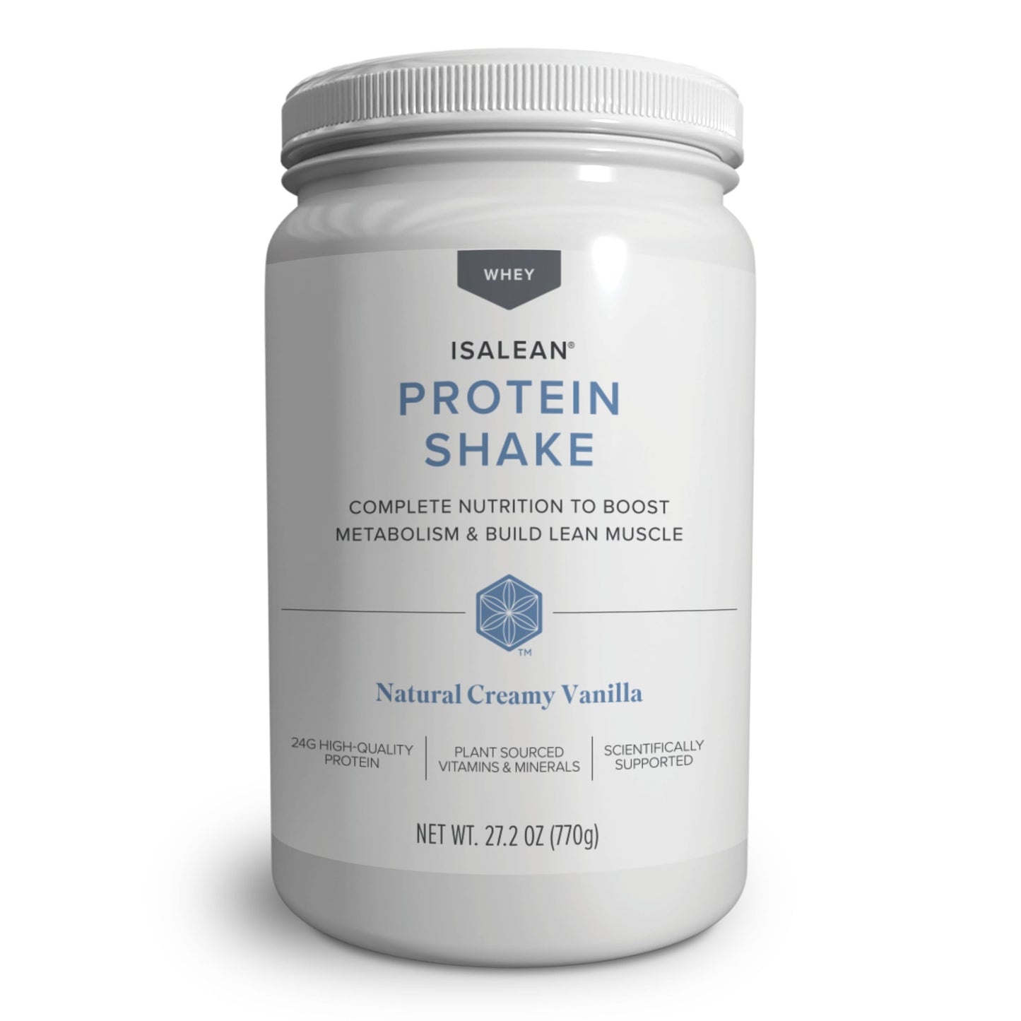 Isagenix IsaLean Protein Shake - Superfood Meal Replacement - 27.2 oz Canister - Natural Creamy Vanilla