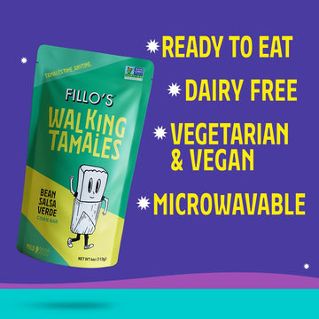 Fillo'S Walking Tamales, Salsa Verde, Pk Of 7, Ready-To-Eat, Delicious, Gluten-Free, Preservative-Free, No Added Sugar, Vegan Ta