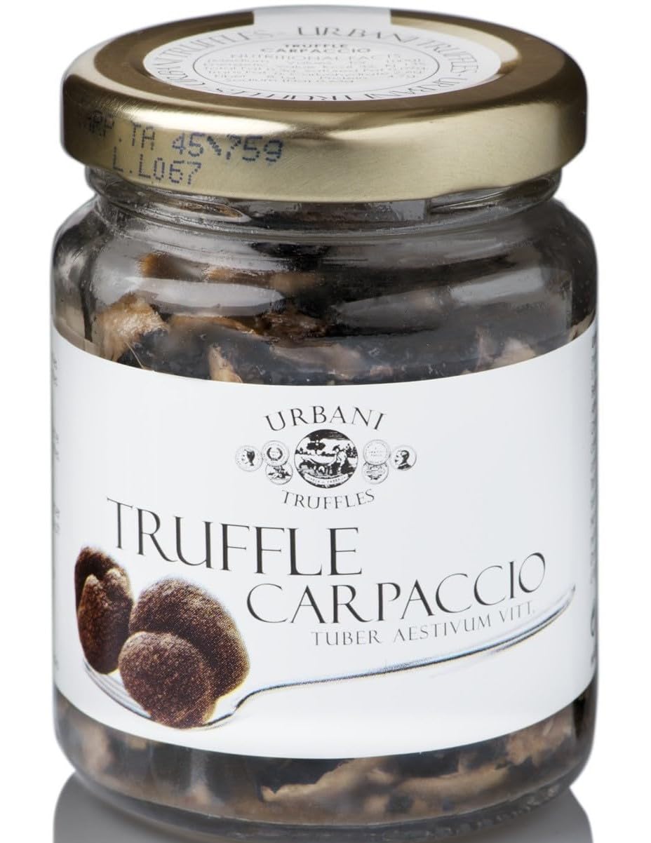 Urbani Truffles Shaved Summer Black Truffle Carpaccio 2.6 oz - Exquisite Italian Black Truffle Seasoning, Sliced Truffles for Pa