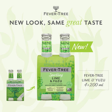 Fever-Tree Sparkling Yuzu & Lime Mixer - Premium Quality - 200 ML Bottles, Pack of 24