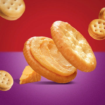 Ritzz Bits Cheddar Cheese Sandwich Crackers 50 Count - Individual Cheese Crackers Snack Packs On The Go Size For School & Office