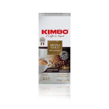 Kimbo Aroma Gold | 100% Arabica Whole Bean Coffee | Medium Dark Roast | 9/13 Intensity | 2.2 Lbs (1Kg) Bag