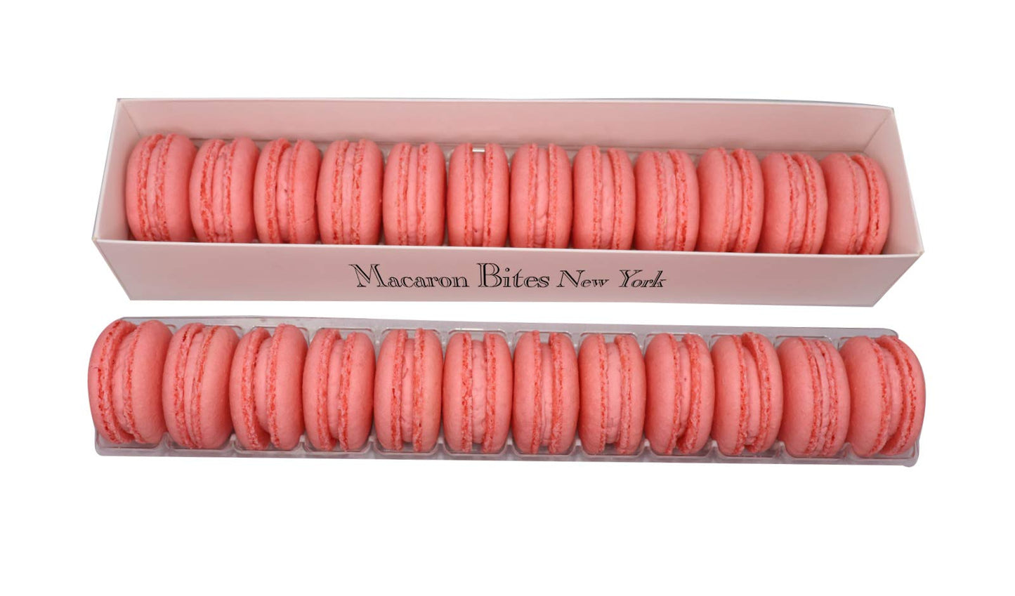 Macarons Gift Box Of 24 - Strawberry French Macarons, Gourmet Cookie Gift Box, Macaroon