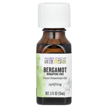 Aura Cacia 100% Pure Bergaptene-Free Bergamot Essential Oil | Gc/Ms Tested For Purity | 15 Ml (0.5 Fl. Oz.) | Citrus Bergamia