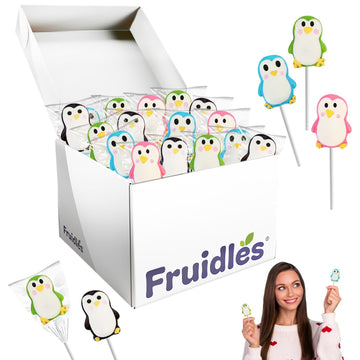 Fruidles Penguin Lollipops And Candy Rings Suckers, Fat-Free, Individually Wrapped (Penguin Lollipops, 12-Pack)