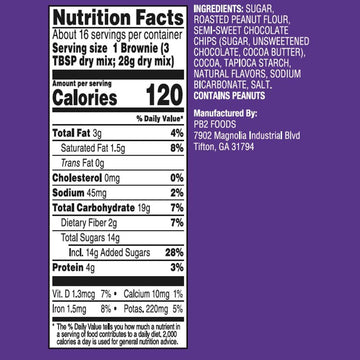 Pb2 Pantry Chocolate Chip Brownie Mix - 16 Oz Jar | Certified Vegan, Gluten Free, Non-Gmo, 4G Plant Protein Per Brownie