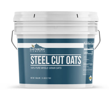 Earthborn Elements Steel Cut Oats (1 Gallon), Also Called Irish Oatmeal, Breakfast, Resealable Bucket
