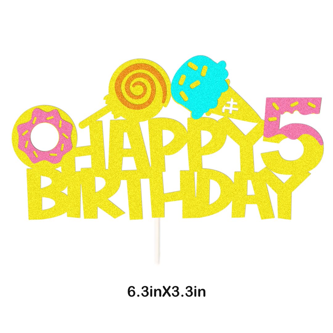 Linlmeet Donut Cake Topper Decorations for Birthday Party Supplies, Paper, One, Model dct01
