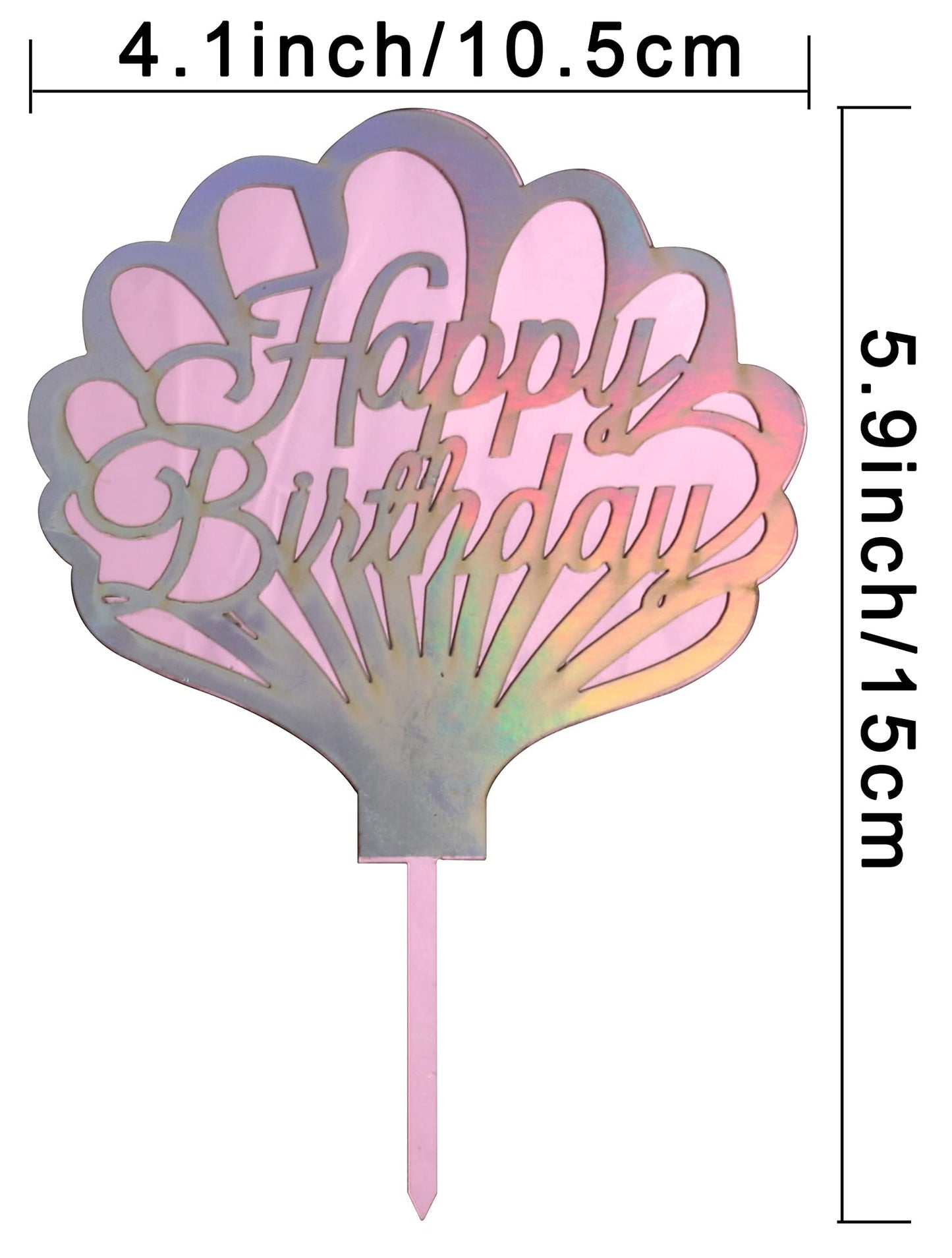 Double Layer Shining Shell Shape Happy Birthday Cake Topper,Dreamlike Ocean Shell Themed Cake Decoration For Girls Birthday,Summ