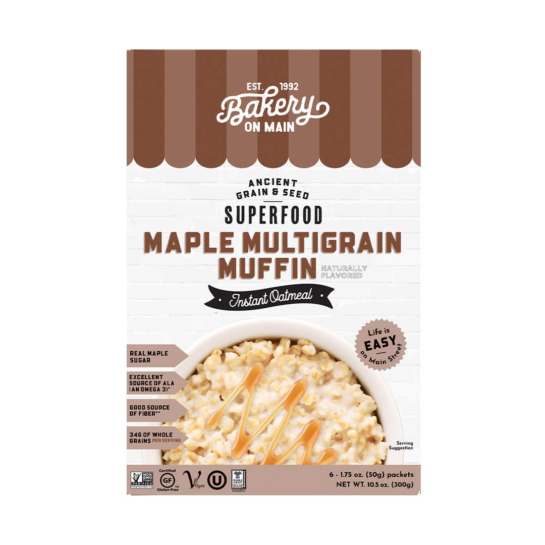 Bakery On Main, Gluten-Free Instant Oatmeal, Vegan & Non GMO - Maple Multigrain Muffin 1.75 Ounce (Pack of 6)