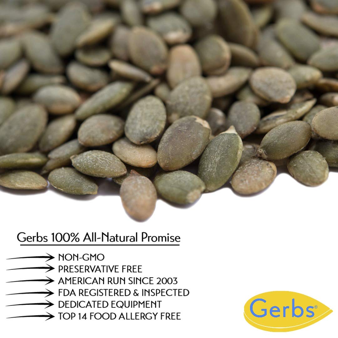 GERBS Sea Salted Pumpkin Seed Kernels 4 LBS|Top 14 Allergy Free Food |Use in salads, yogurt, baking, oatmeal, trail mix|Grown in