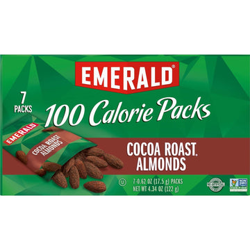 Emerald Nuts Cocoa Roast Almonds, 100 Calorie Packs, 7 Count, 4.34 Oz (Pack of 6)