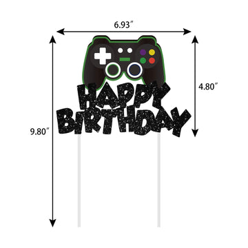 Video Game Cake Topper Glitter Game Controller Happy Birthday Cake Topper Cake Decorations Picks For Kids Gaming Themed Birthday