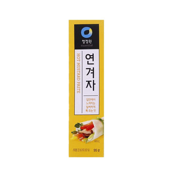 Chung Jung One Korean Premium Hot Spicy Yellow Mustard Paste, All-Natural, No Synthetic Additives, Versatile For Hot Dogs And Naengmyeon, 95G