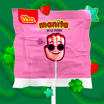 Vero Manita Paletas Strawberry & Cherry Flavored Lollipop (40 Count Bag) - Individually Wrapped Lollipops - Mexican Candy - Pale