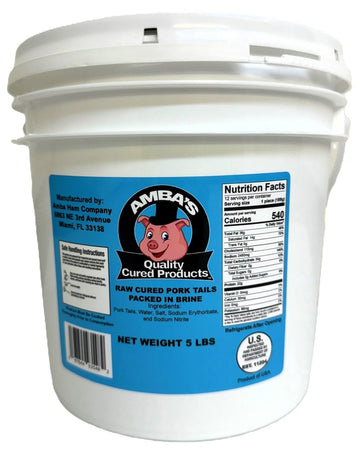 Generic Cured Pork Tails Packed In Brine, 5lb Pail, Ideal for Jamaican Stew Peas With Pig Tails Recipe and Other Caribbean Dishe