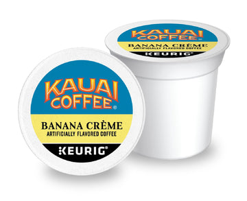 Kauai Coffee K-Cup Pods, Medium Roast, Banana Crème Flavor, 10 Count, Compatible with Keurig malt-inspired