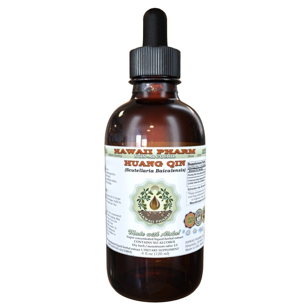 Huang Qin Beverage-Style-Free Liquid Extract Huang Qin Scutellaria (Scutellaria Baicalensis) Root Glycerite Hawaii Pharm Natural Herbal Dietary Support 2 Oz