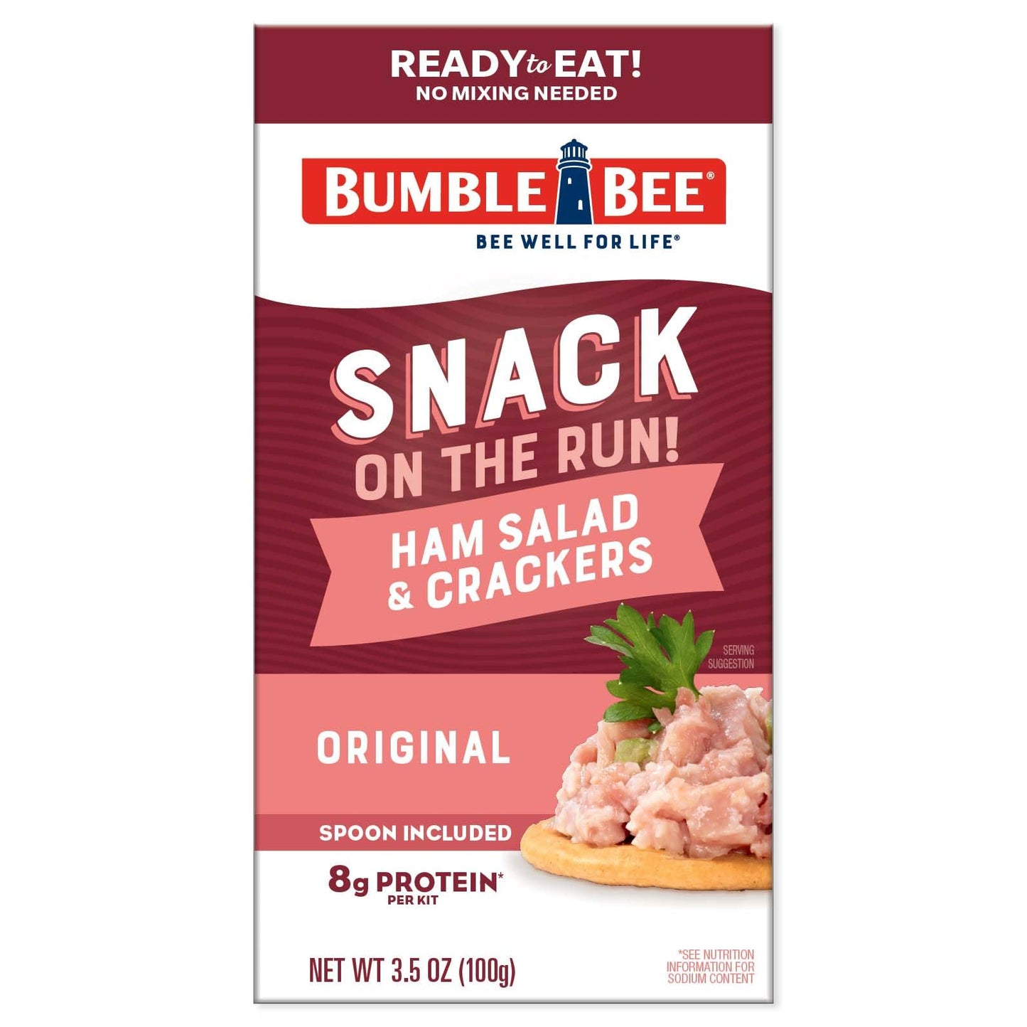 Bumble Bee Snack On The Run Ham Salad with Crackers Kit, 3.5 oz (Pack of 12) - Ready to Eat, Spoon Included - Shelf Stable & Con