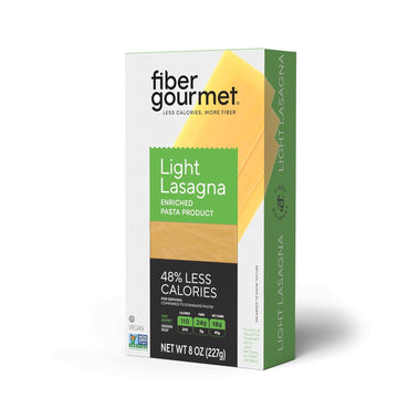 Fiber Gourmet Pasta Light Lasagna Sheets - Low Net Carb Noodles with 24g Fiber, 110 Calories, 18g Net Carbs - Made in Italy, Kos