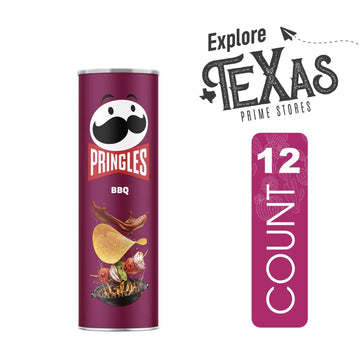 Pringles 12- Count Of Bbq Potato Crisps Chips, On-The-Go Lunch Snack 5.5 Oz Can + 1 Freebie By Unique Outlet