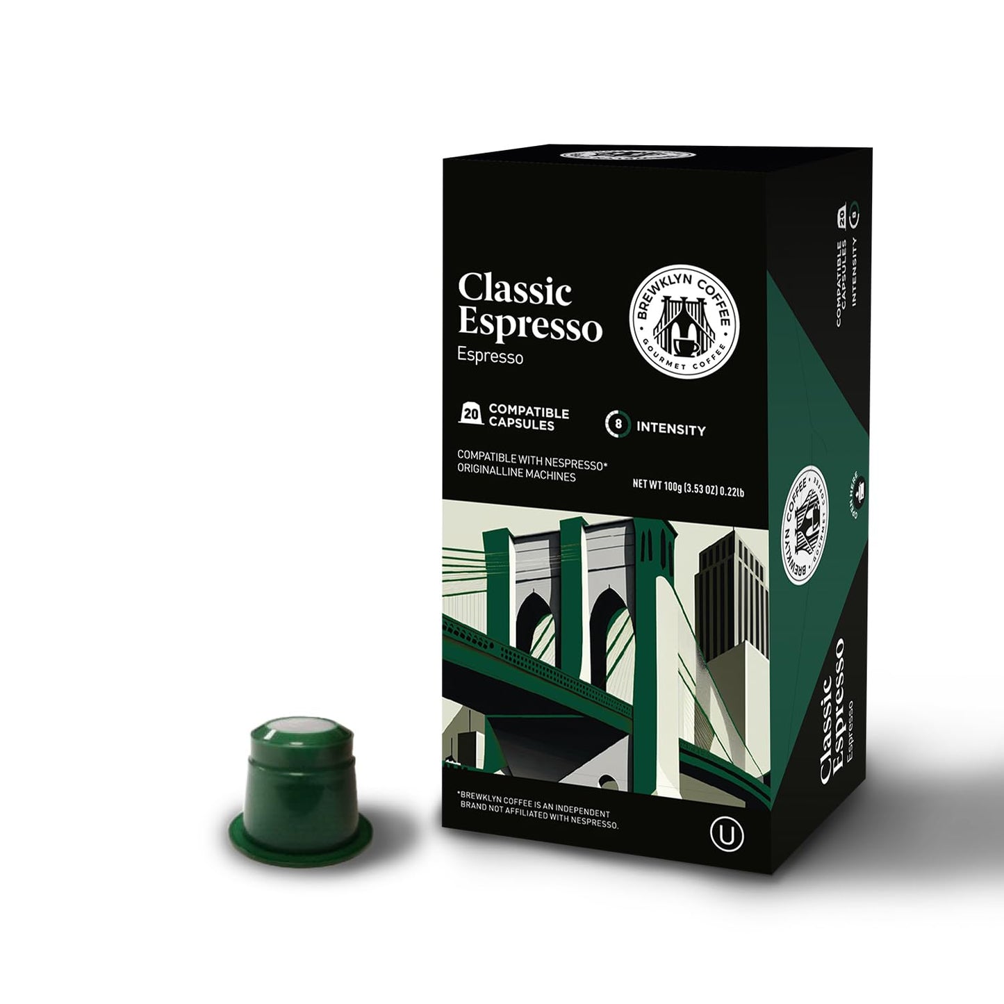 BREWKLYN COFFEE Espresso Variety Pack for Nespresso Original Machine, 100 Pods, 100 Count