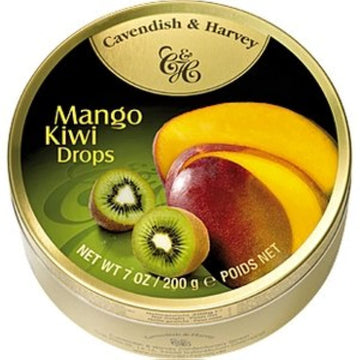 Cavendish & Harvey | Mango Kiwi Hard Candy Drops | 7 Ounce Tins - 1 Pack