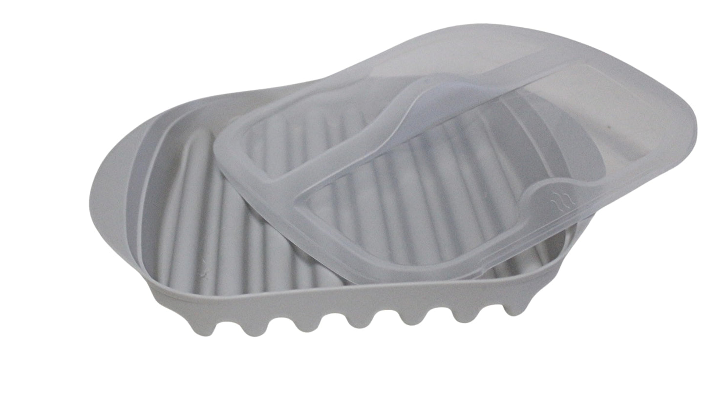 Compact Microwave Bacon, Sausage Meat & Poultry Cooking Tray With Protective Splatter Lid - Bpa-Free, Innovative & Easy-Clean De