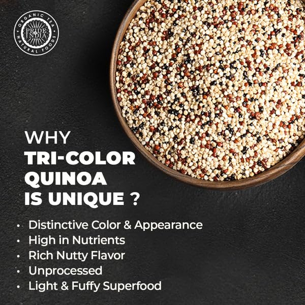 Pride Of India - Pack Of 6 - Natural Three Color Quinoa - 100% Royal Bolivian Superior Grade Protein Rich Whole Grain, 1.25 Poun