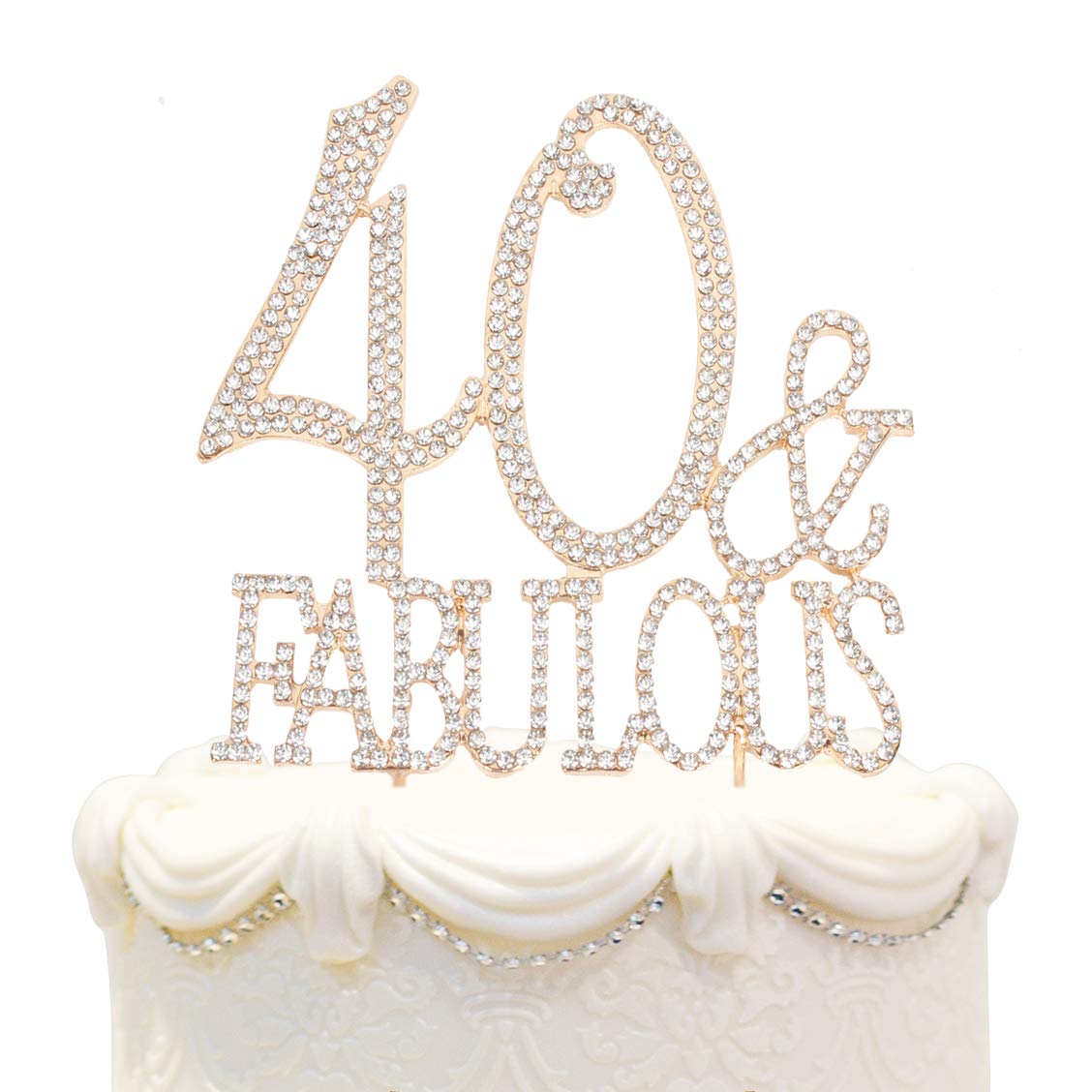Hatcher Lee Bling Crystal Fabulous And 40 Birthday Cake Topper - Best Keepsake | 40Th Party Decorations Gold