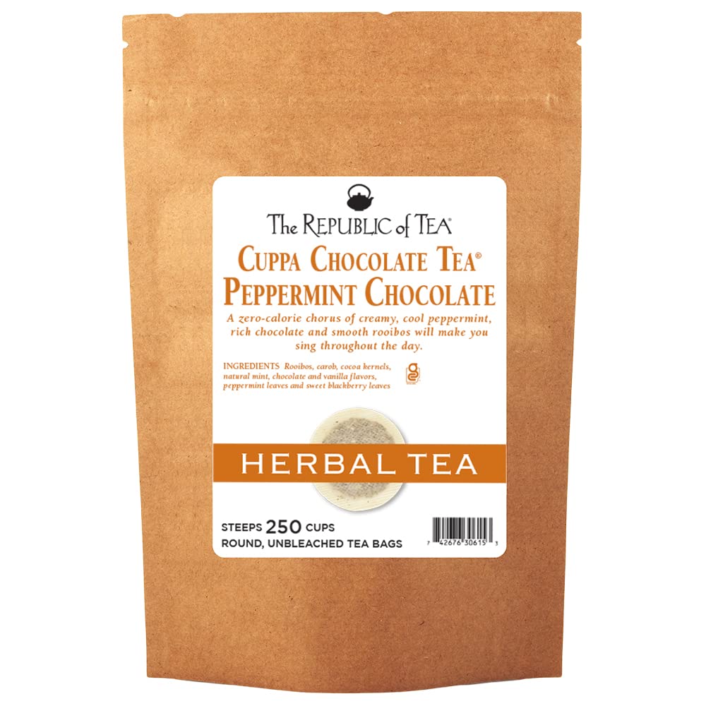 The Republic Of Tea - Peppermint Cuppa Chocolate Tea Bags Low-Energy Blend 250 Servings