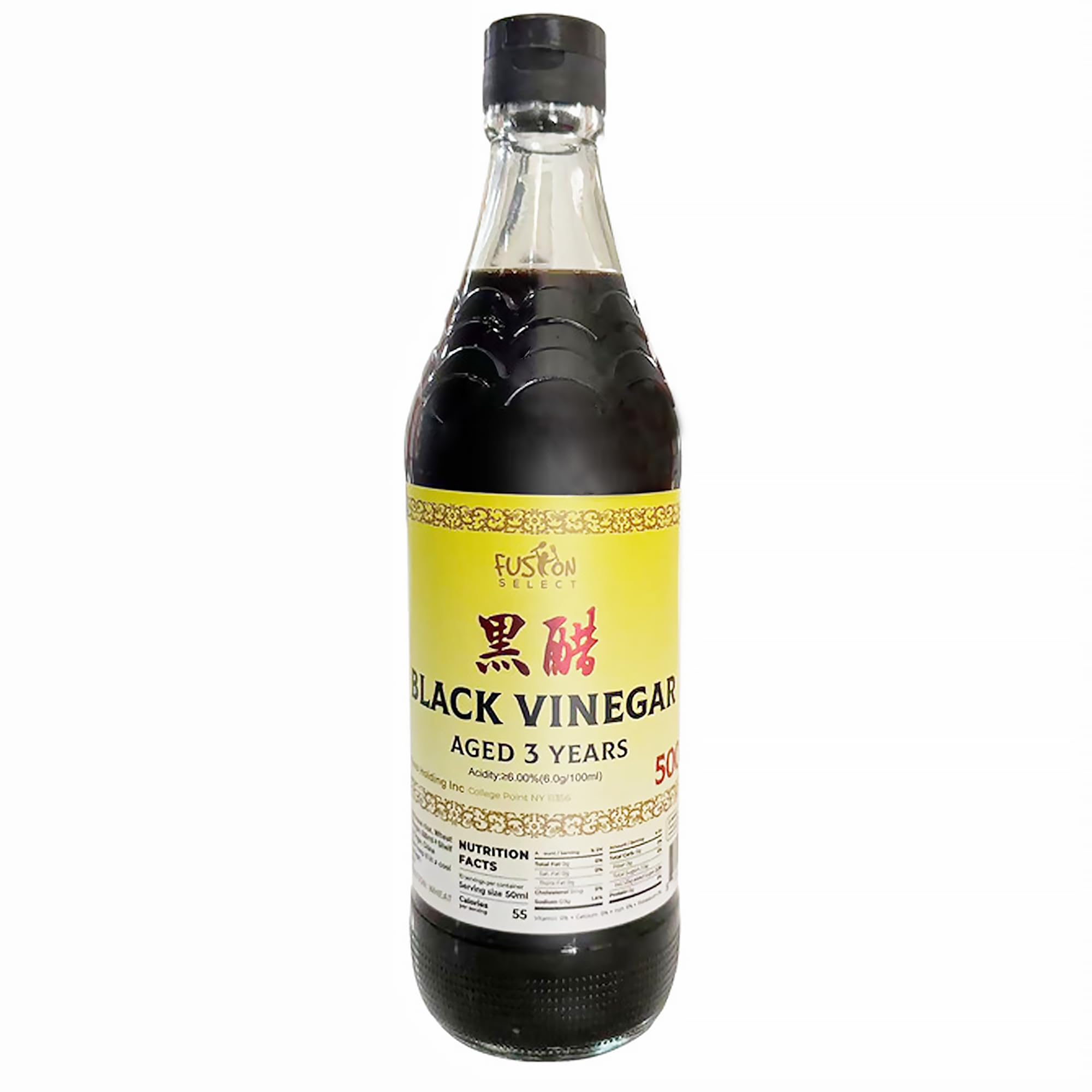 Fusion Select 500ml Chinese Black Vinegar - Authentic Chinkiang Black Vinegar for Cooking, Sauces, Dressings