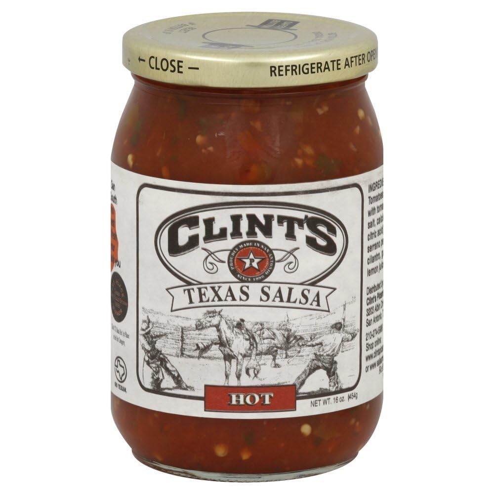 Clints Hot Texas Salsa, 16 Ounce (Pack of 6)