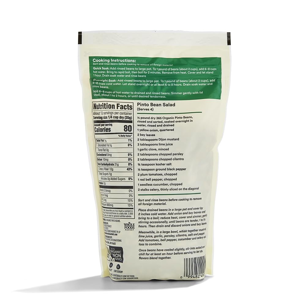 365 by Whole Foods Market Organic Pinto Beans, 16 Ounce - Non-GMO, High-Protein, Vegan, Healthy Pantry Staple