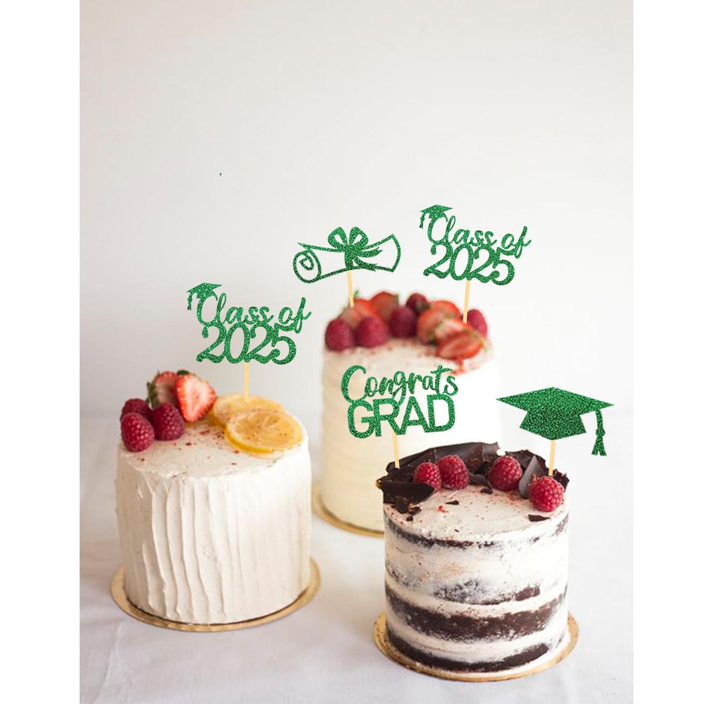 Moitkptt Graduation Cupcake Toppers, Class of 2025, Green, 24 Count, Paper