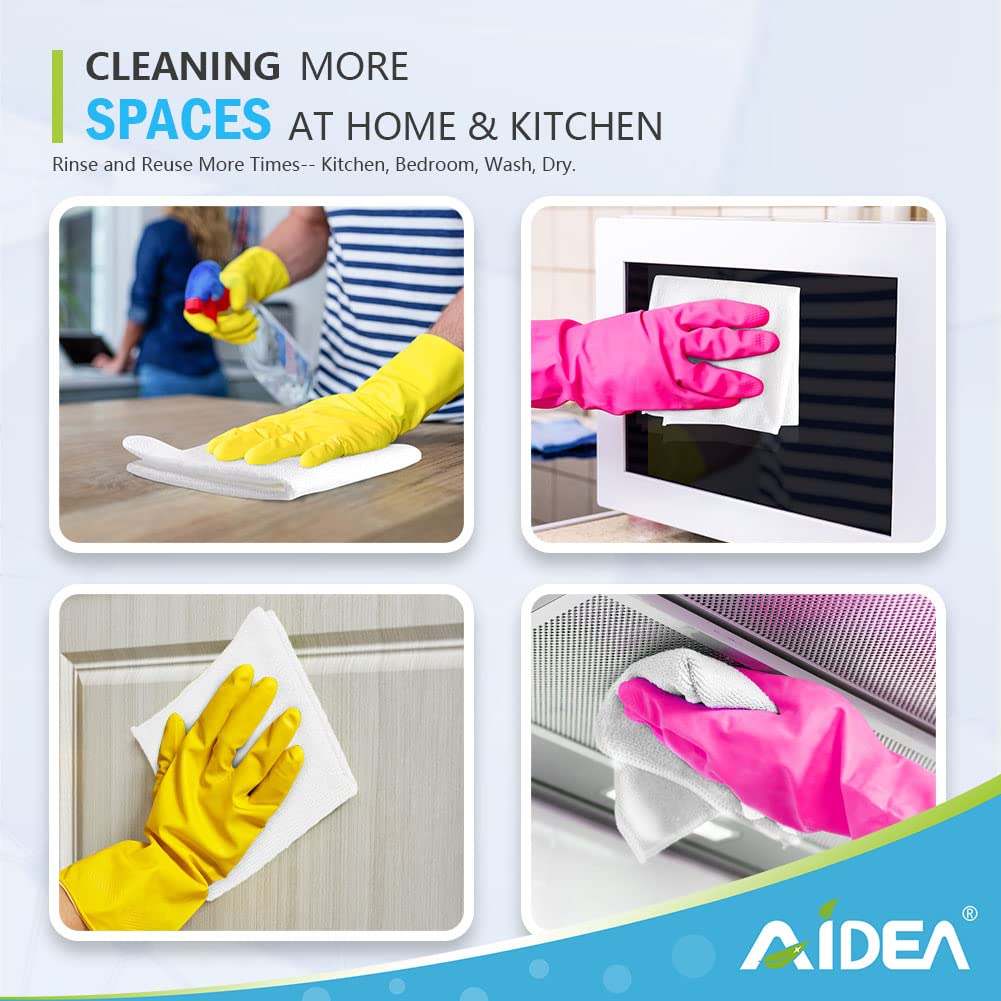 Aidea Microfiber Cleaning Cloths White-24Pk, Absorbent Cleaning Rags, Lint-Free, Scratch-Free, Streak-Free Wash Cloths, Microfib